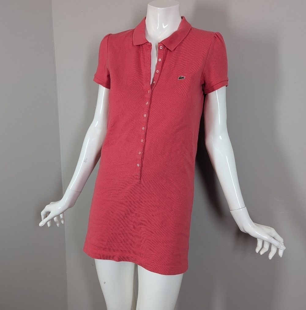 Lacoste Polo Mini Dress 38 Pink Stretch Cotton Pique Tennis Preppy Y2K